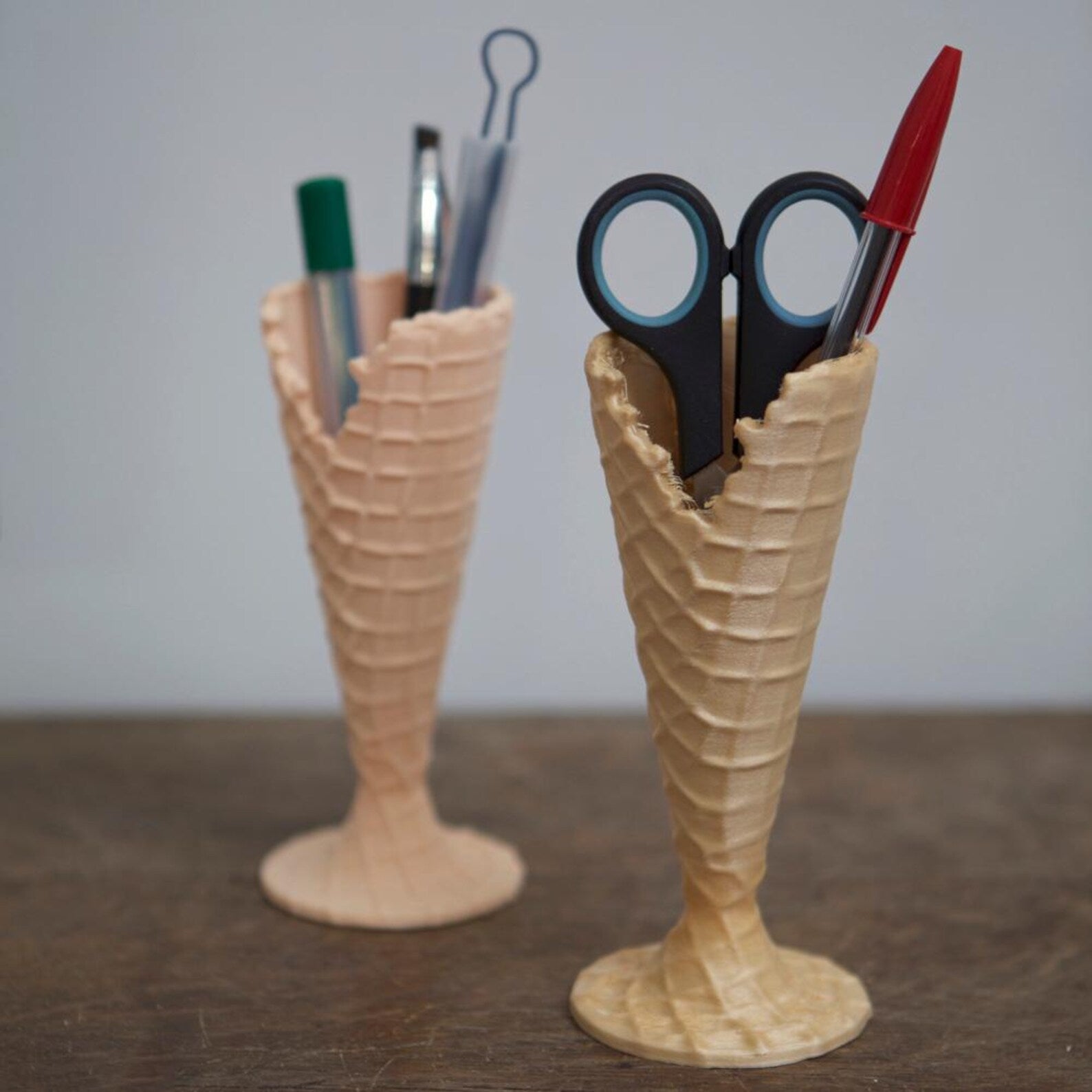 Ice cream cone pen holder — alternate angle