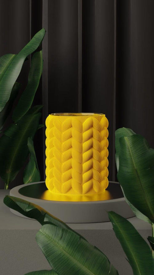 Babushka 3D printed matryoshka doll vase with dried flowers on a shelf