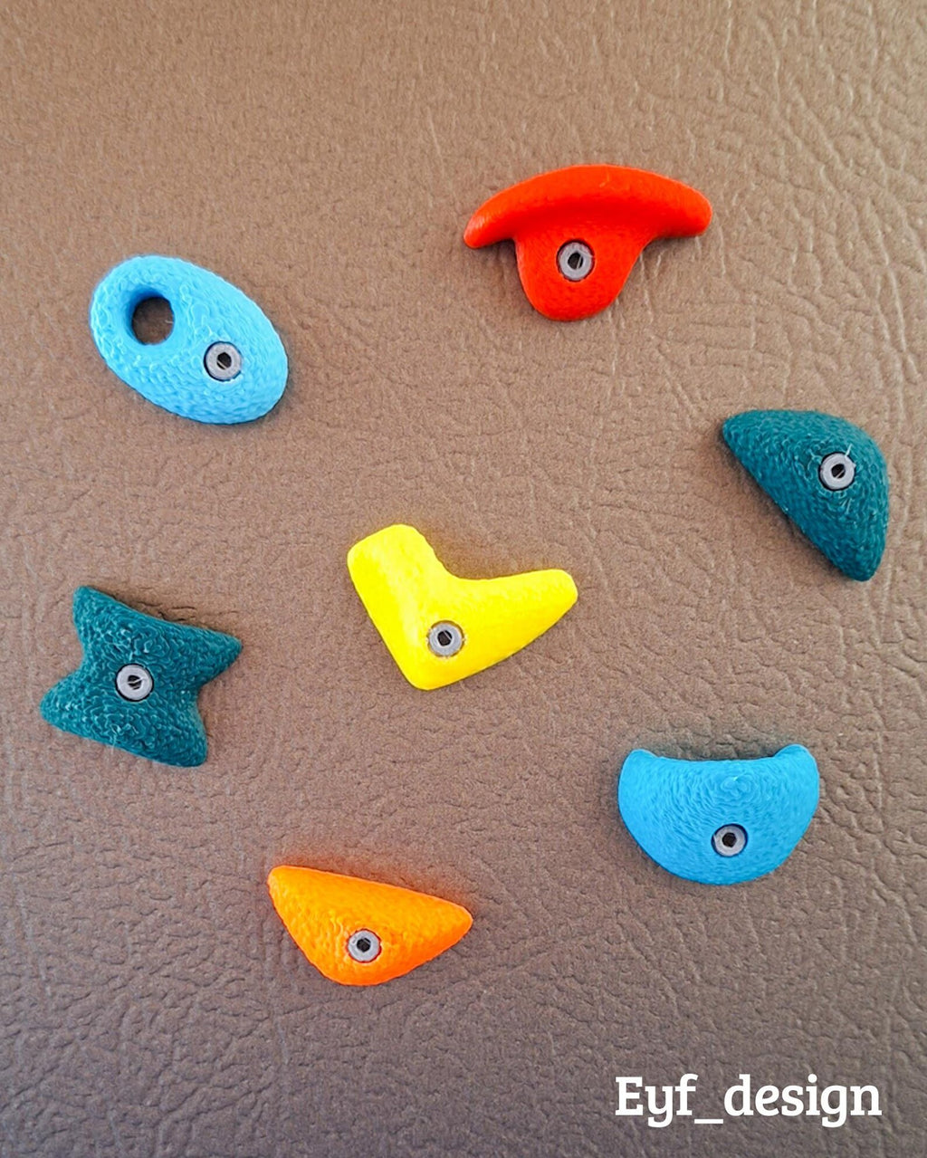Climbing hold magnets — on fridge with photo