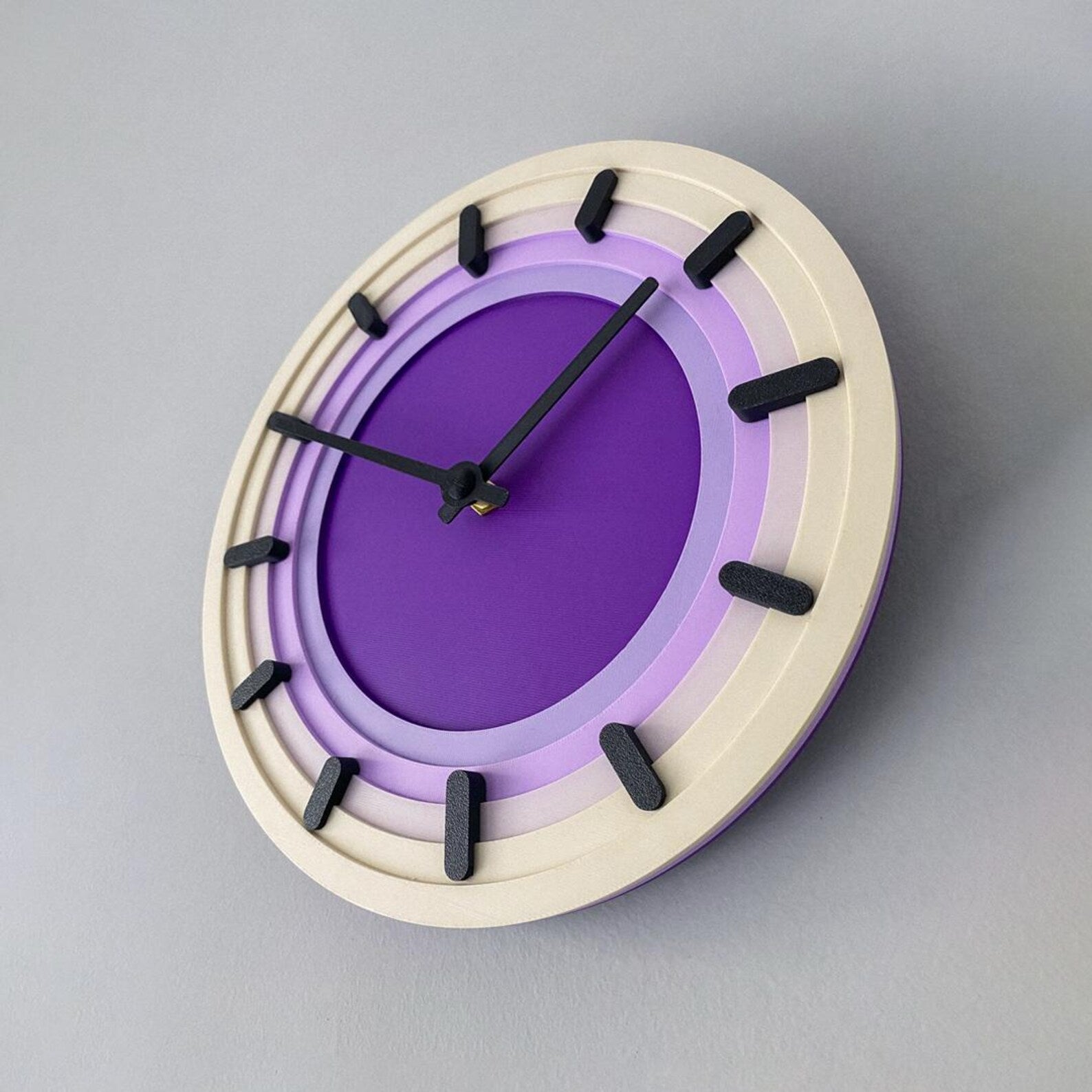 Topo wall clock — contour layers close-up