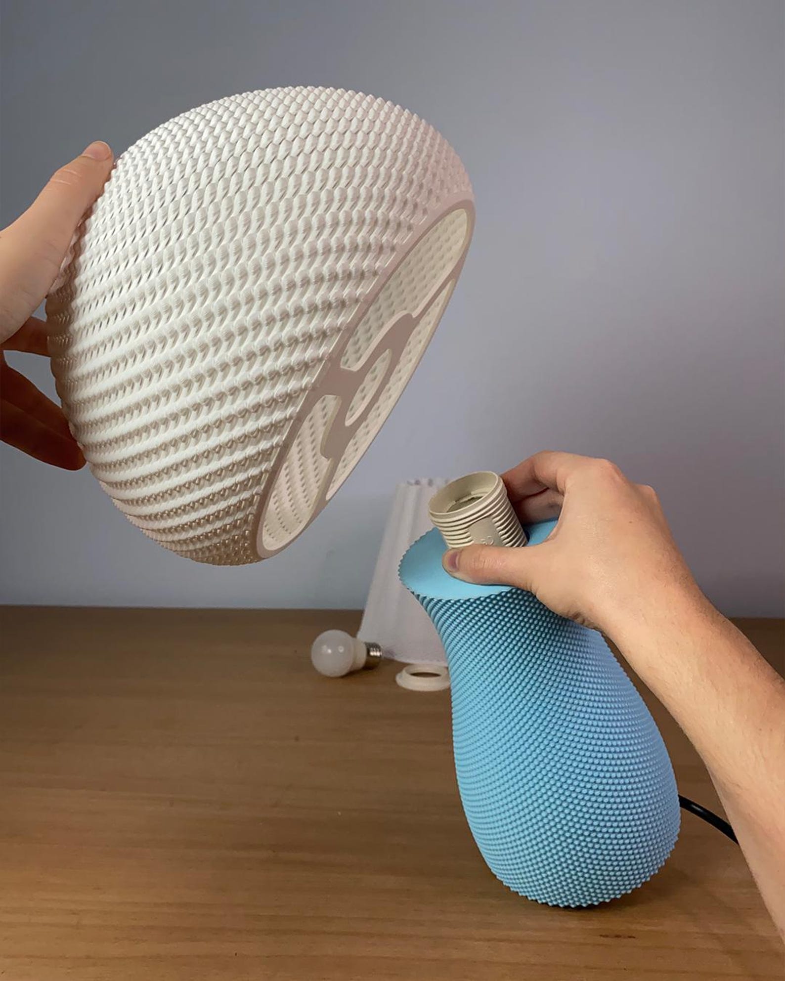 Carmen table lamp — glowing detail