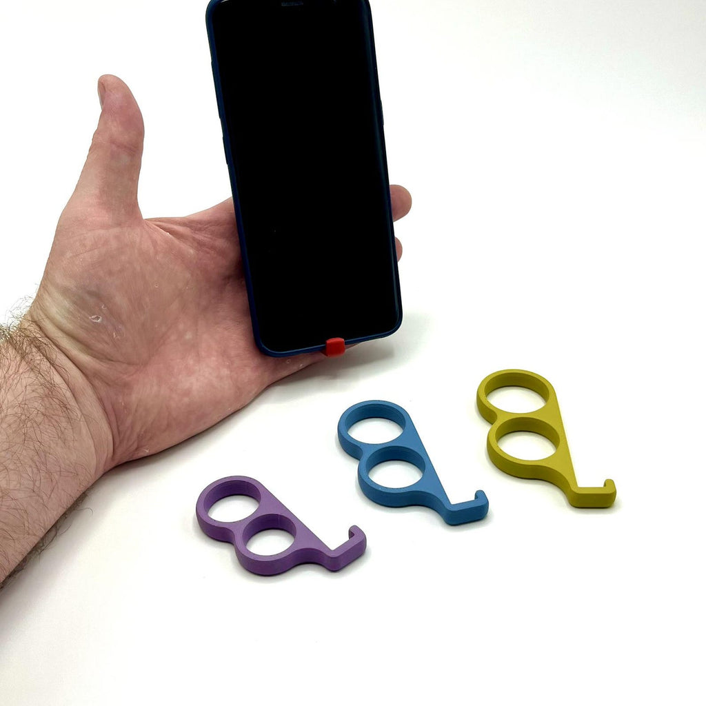 Six-finger phone grip on phone with color options