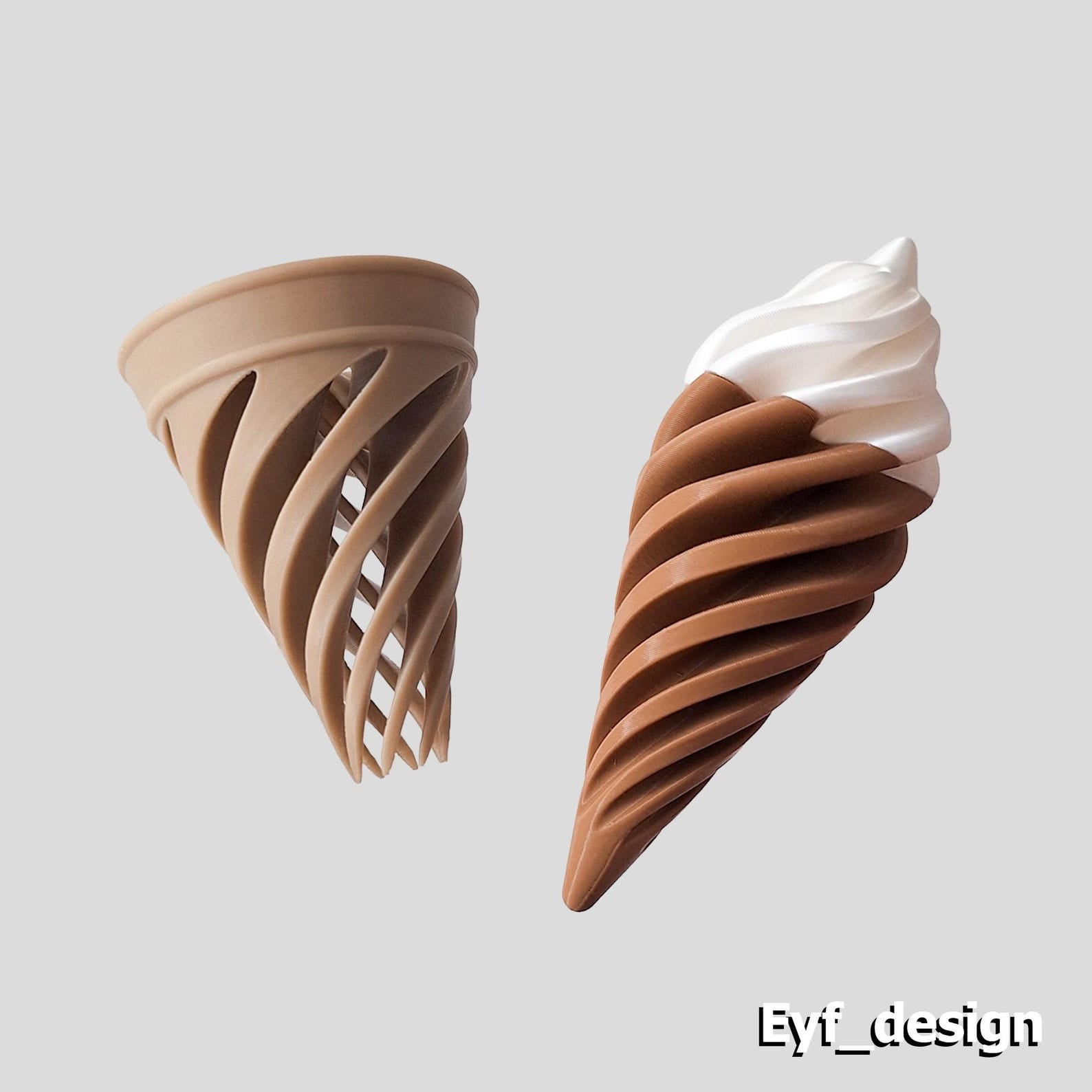 Spiral ice cream cone 3D printed decor