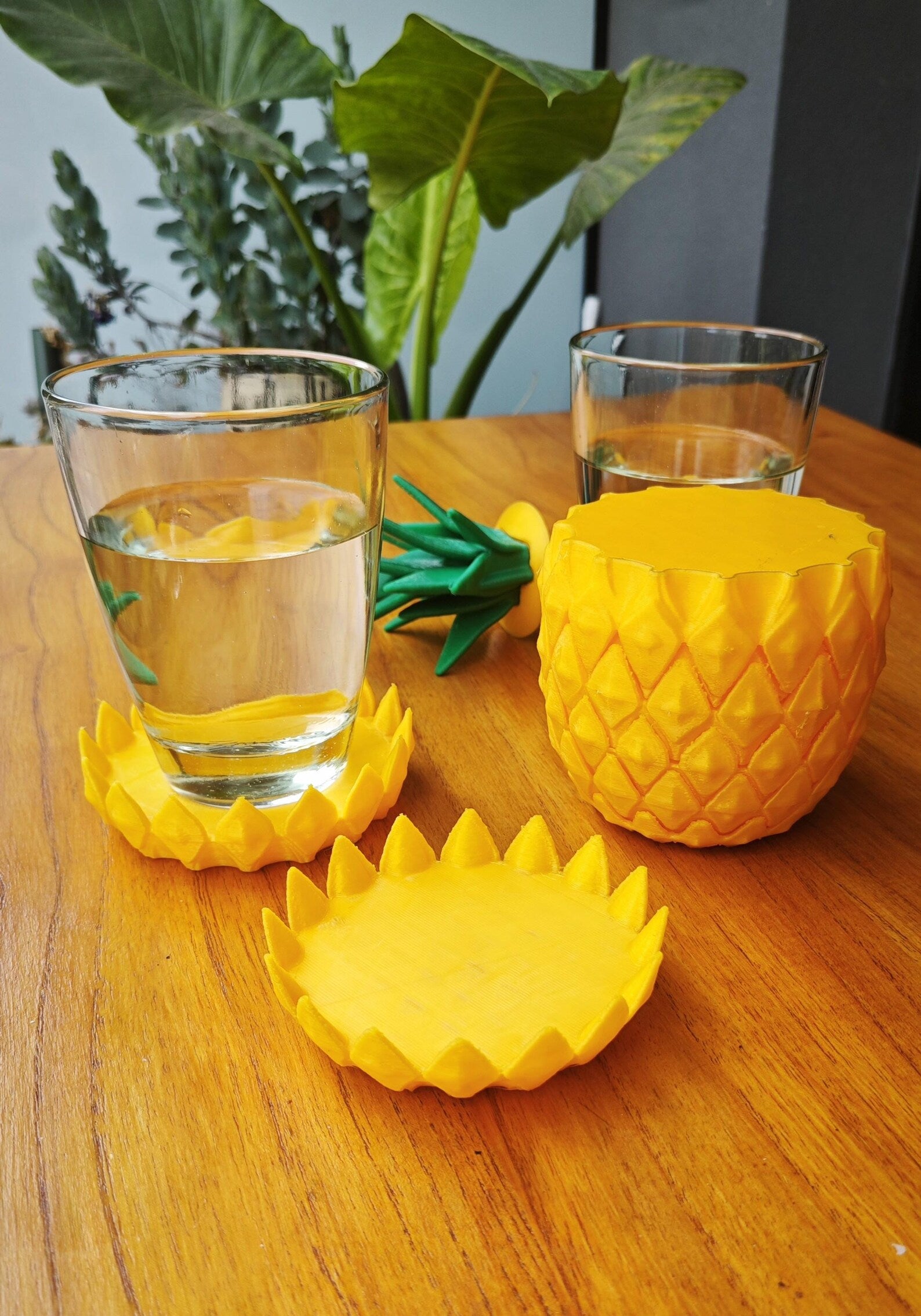 Set of pineapple drink coasters