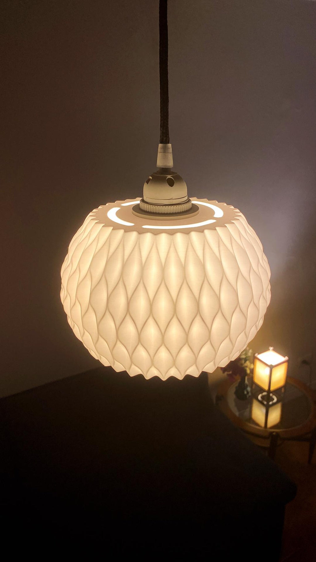 Wavy pendant lamp shade — alternate angle