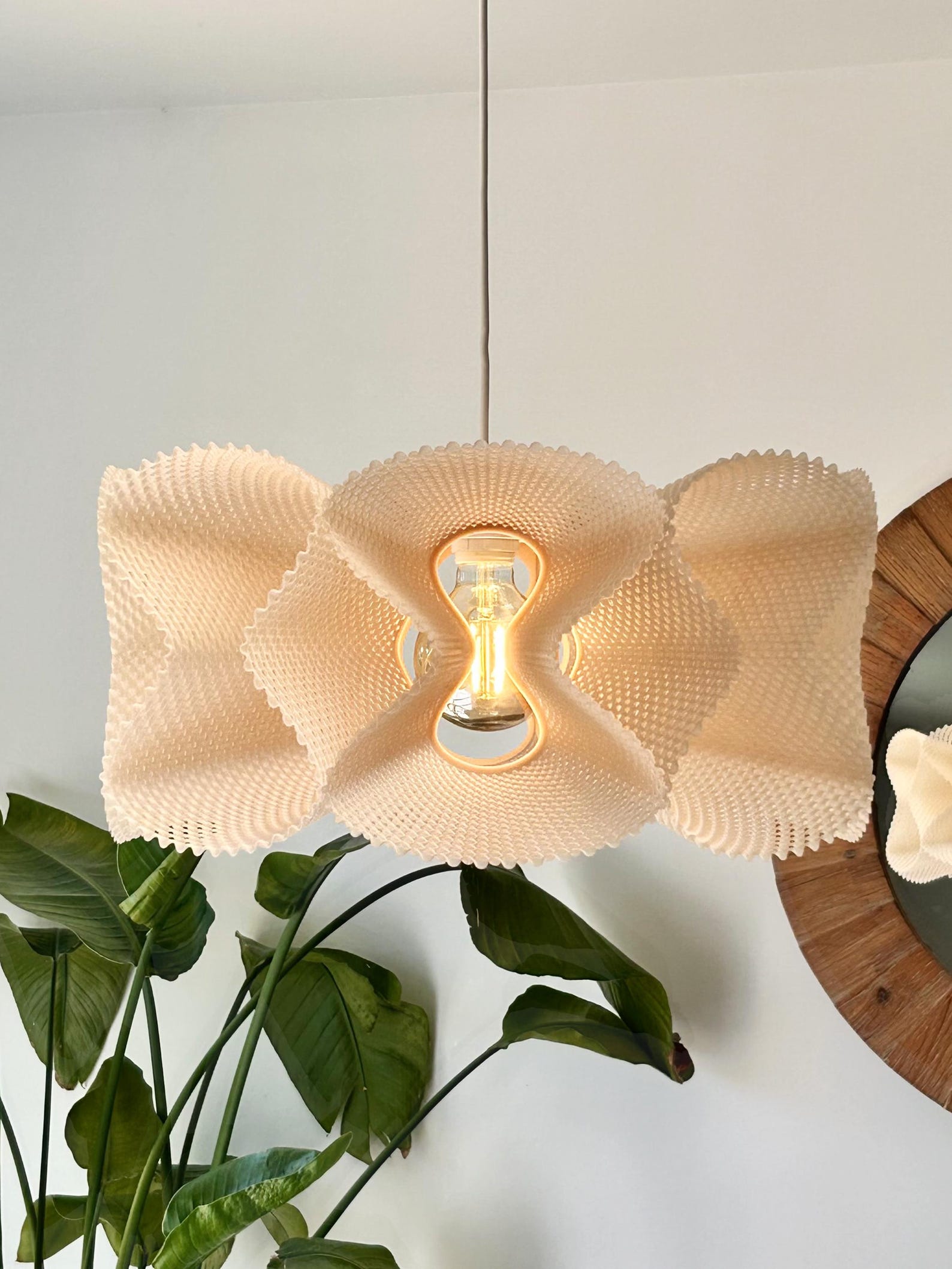 Pleated pendant shade shown from below
