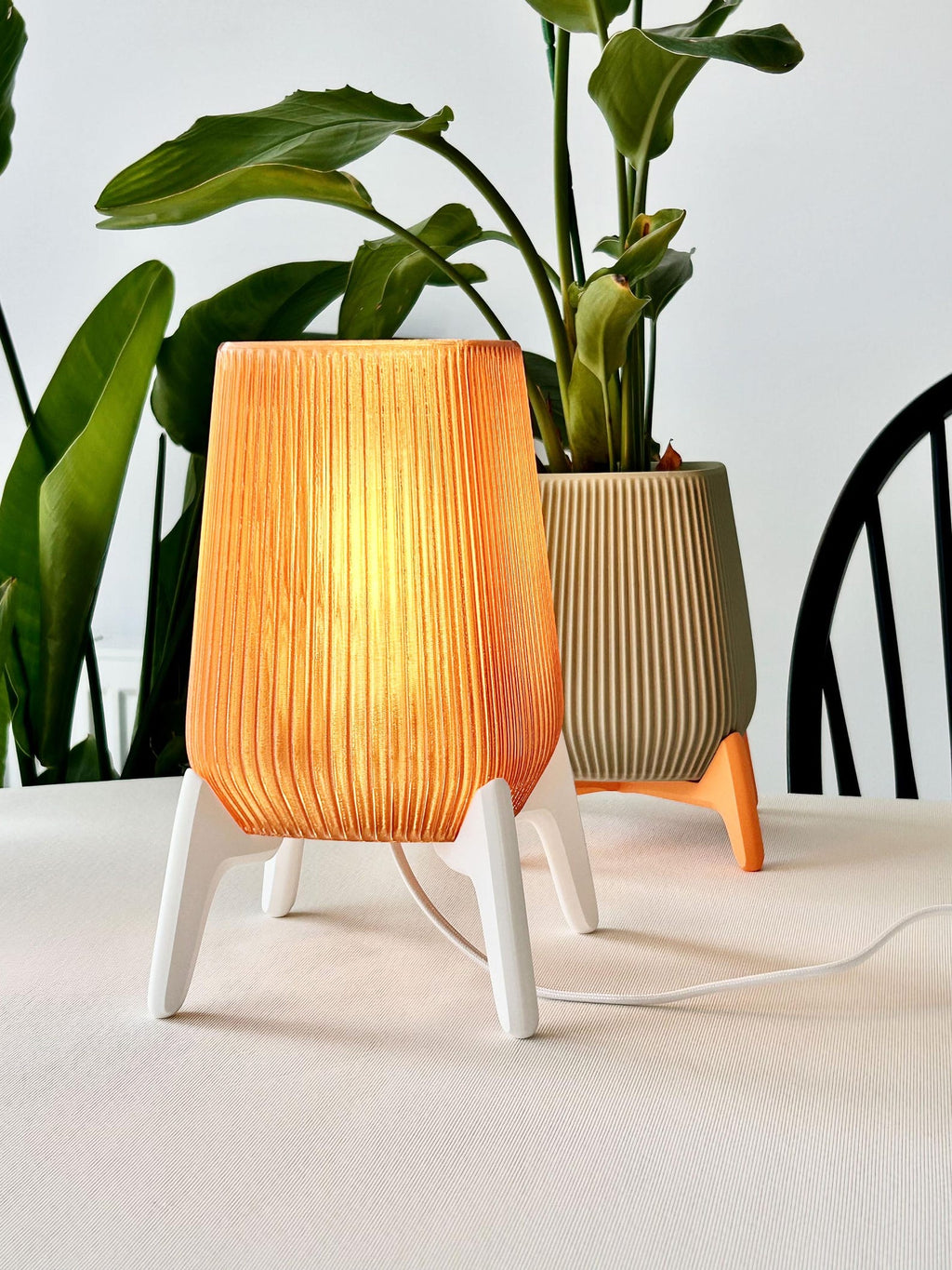 Modern table lamp styled on a nightstand