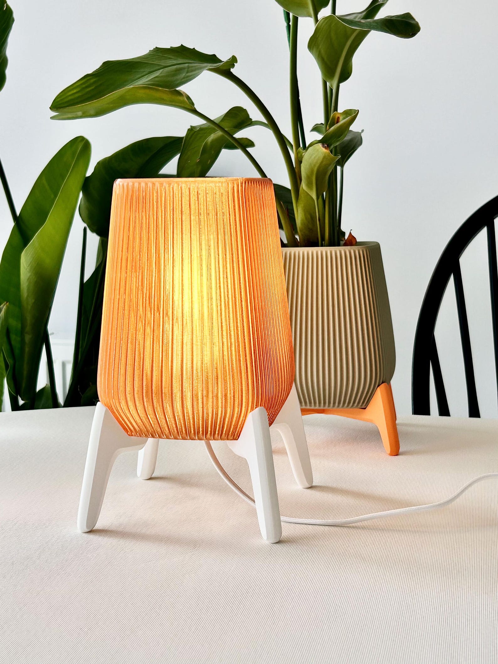 Modern table lamp styled on a nightstand