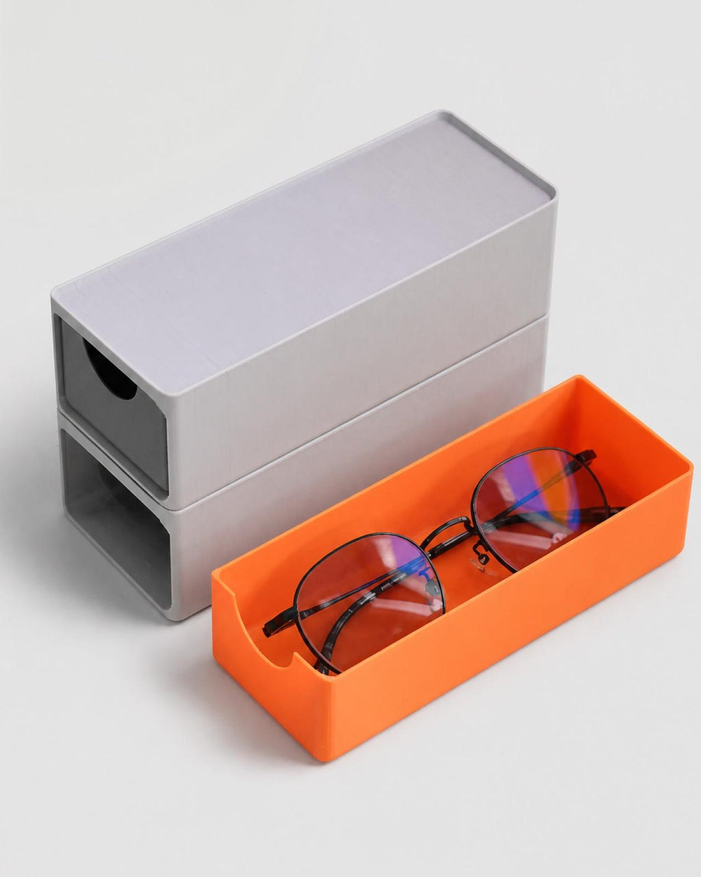 Stackable eyewear drawer — detail view