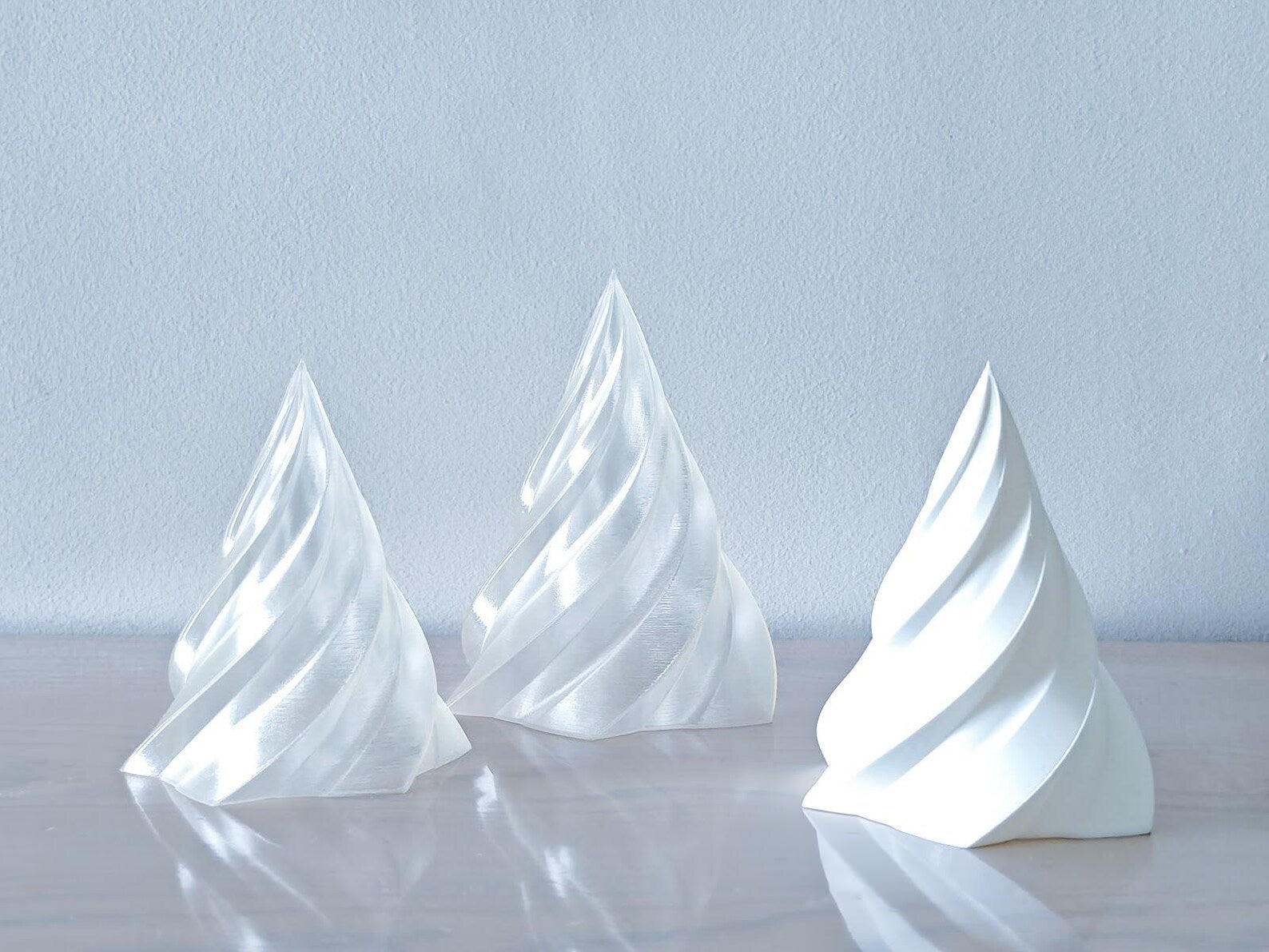 Kiki Christmas tree lamp — set of three on mantel