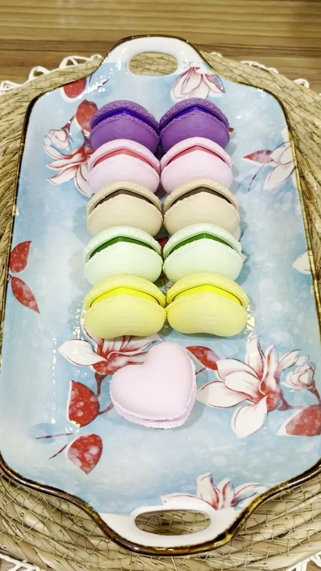 Heart macaron fidget clickers in assorted colors