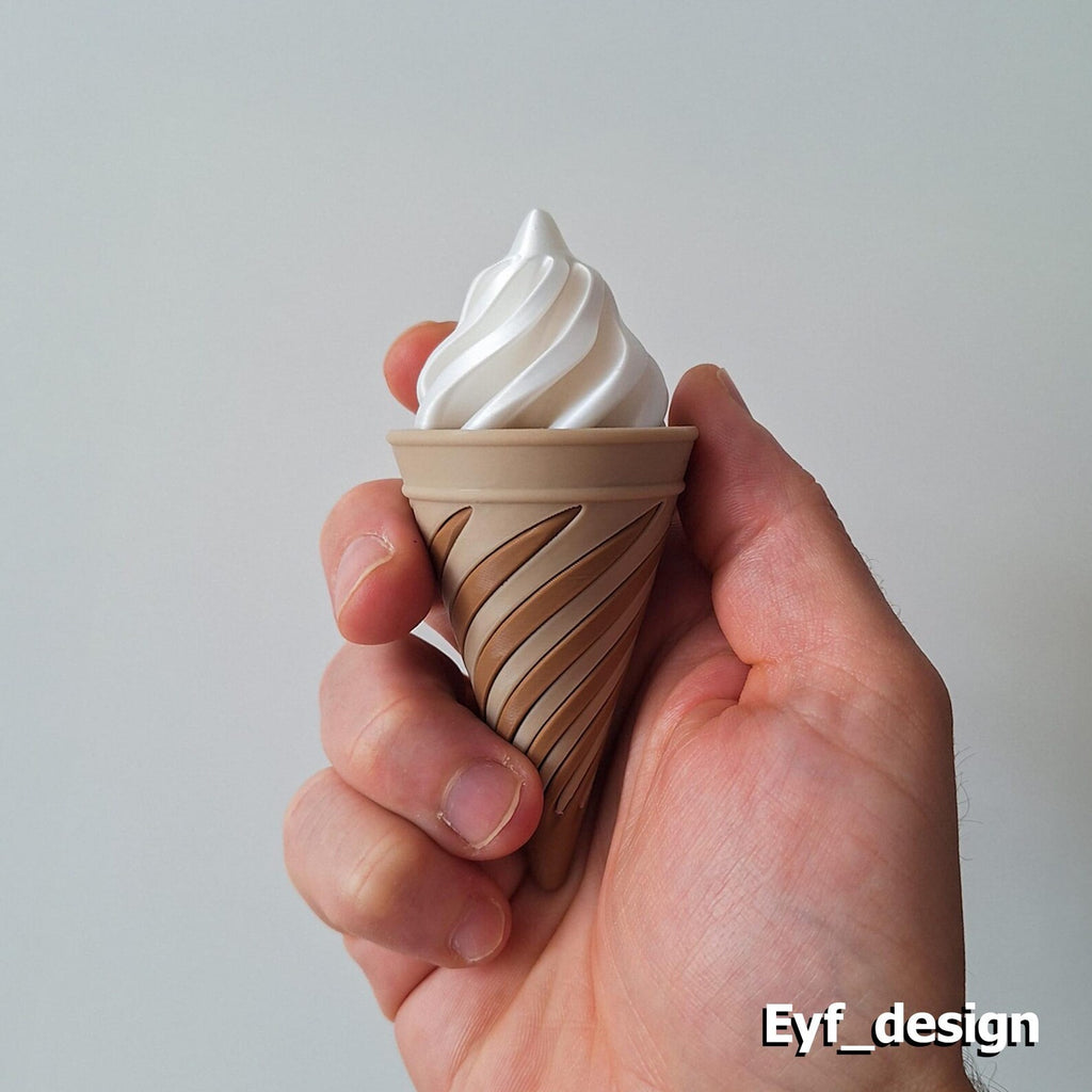 Soft serve ice cream cone replica white swirl
