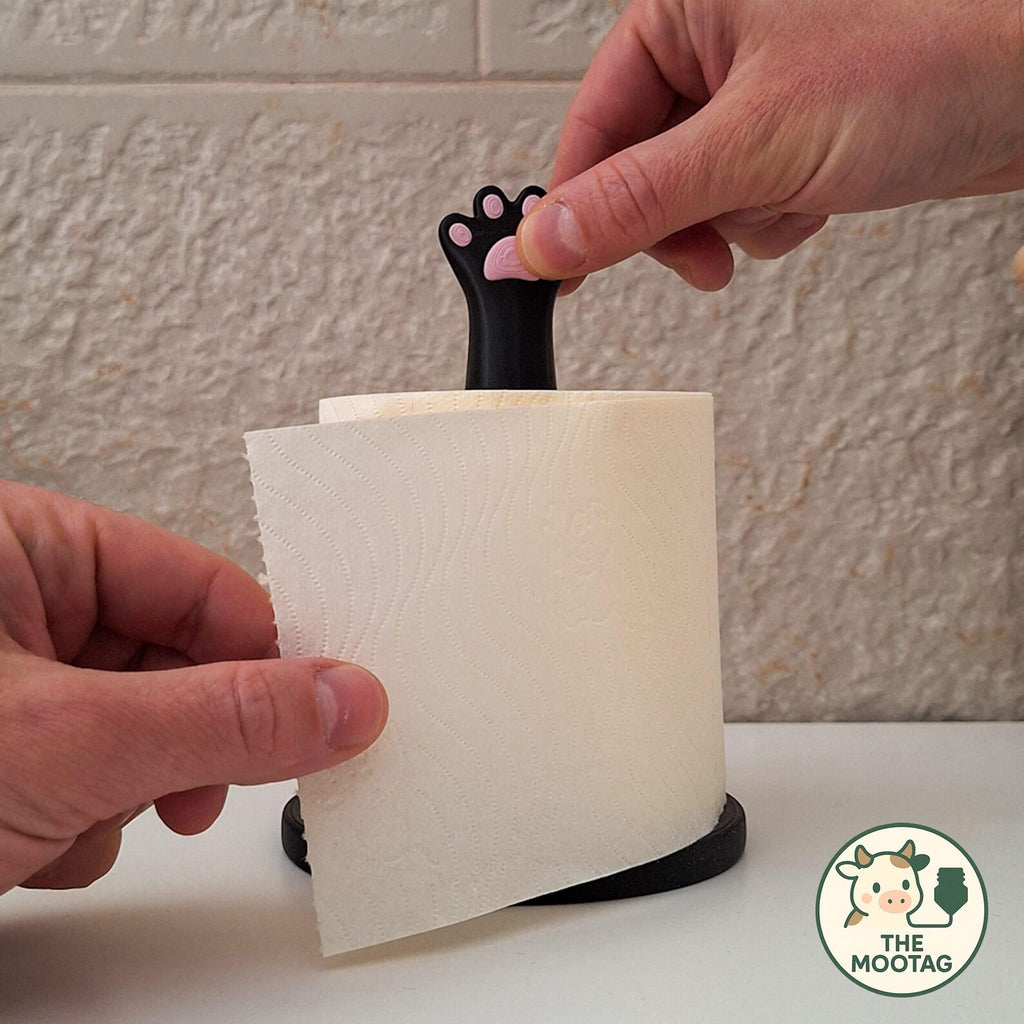 Cat paw paper holder in use