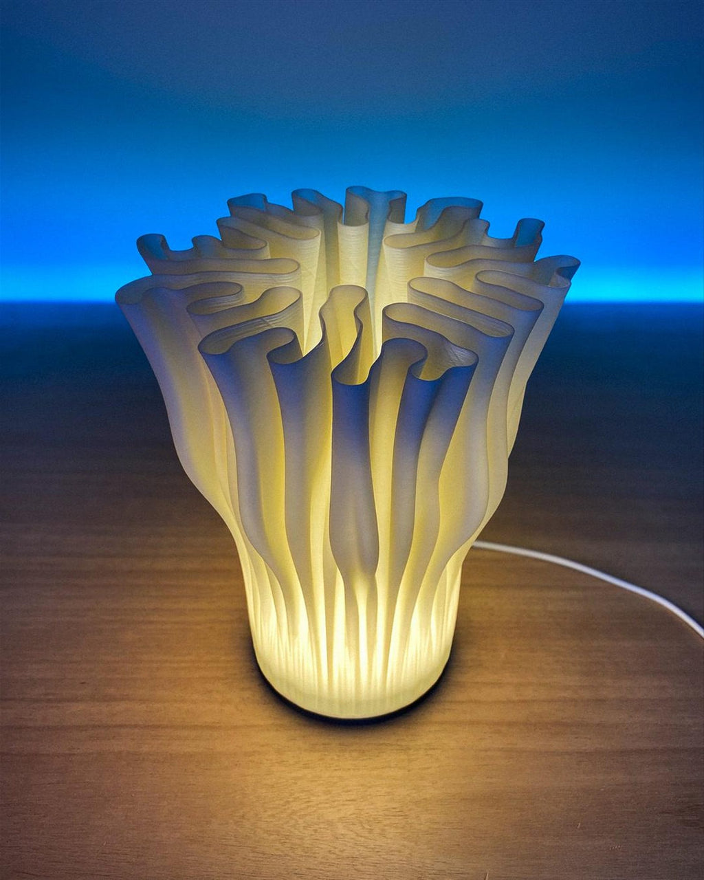 Coral accent lamp styled on a nightstand