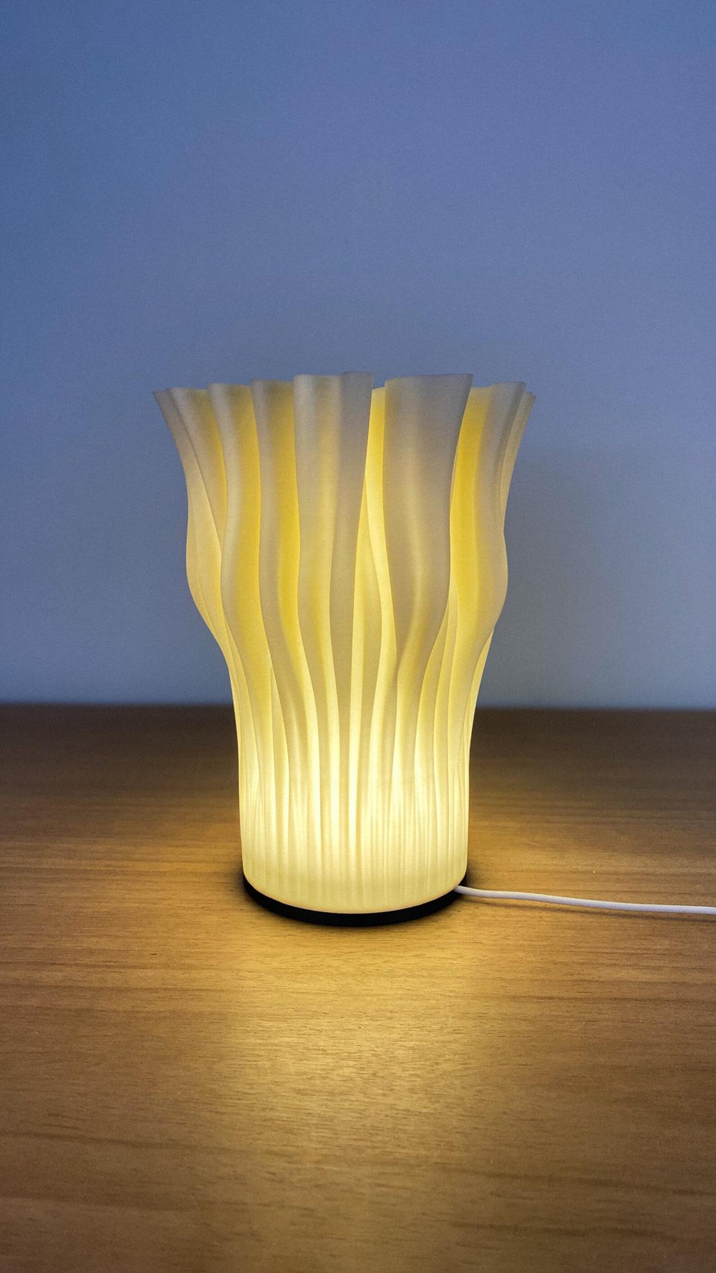 Coral lamp shown in a room setting