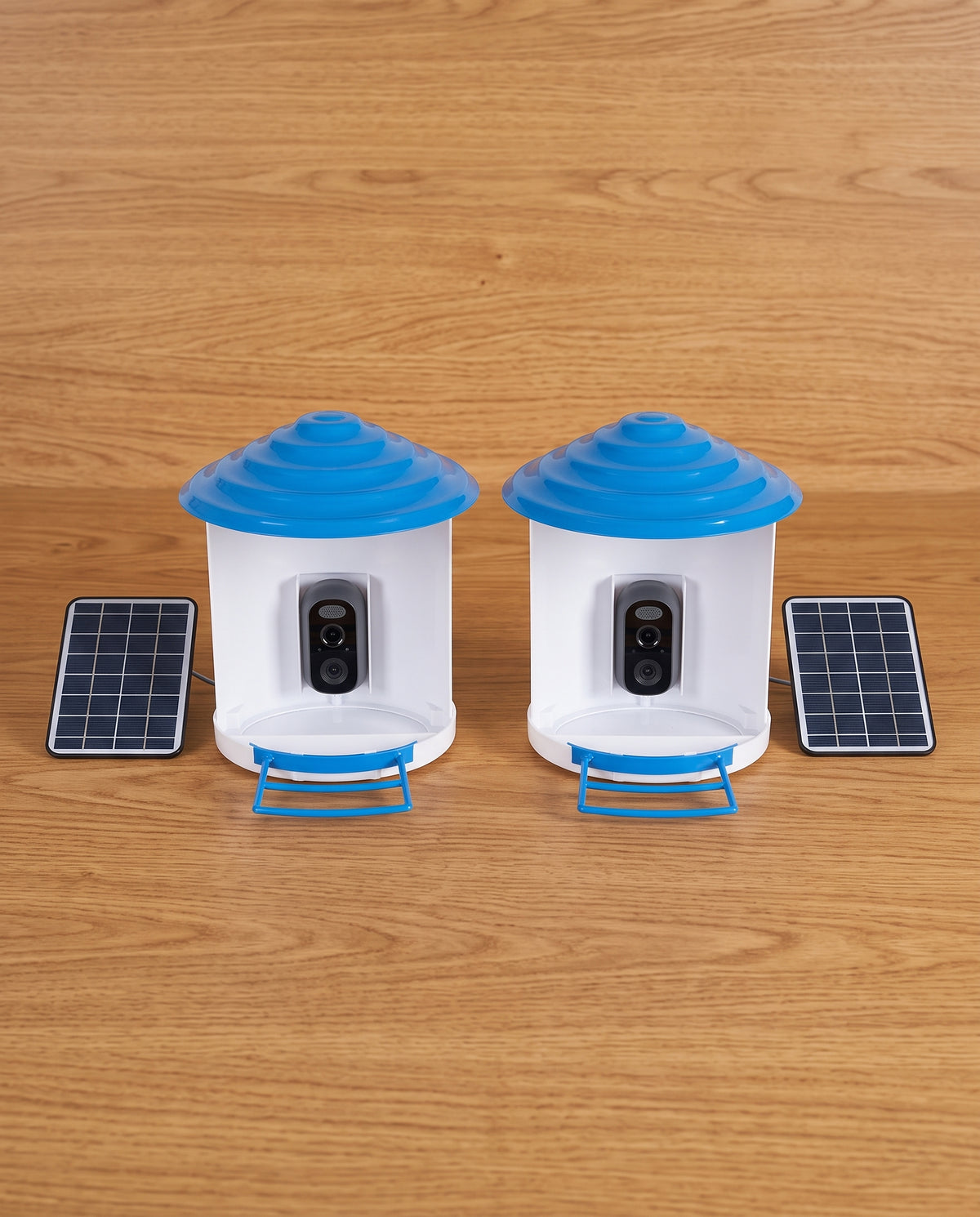 Two Solar Bird Feeder Cameras presented together as a gift pair